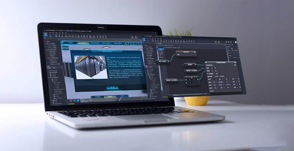 恒点自主研发的零编程、流程化、模块化的虚拟仿真交互资源开发编辑器